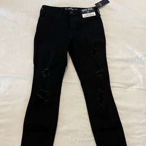Hollister High-Rise Crop Super Skinny Black Jeans